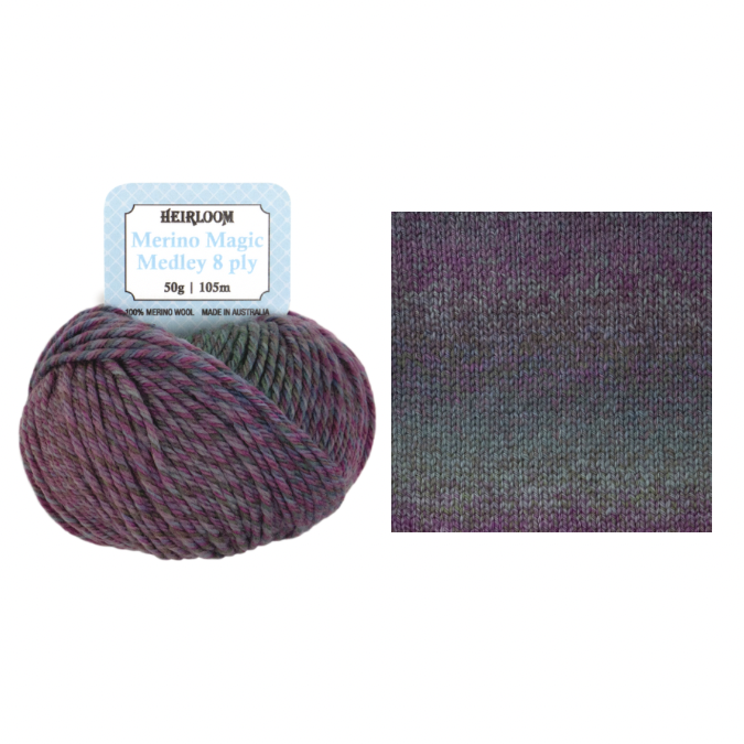 Heirloom Merino Magic Medley 50gm (8ply/DK) - Midnight Wisteria 7085
