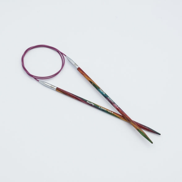 Symfonie 2 Wood Fixed Circular Needles with SS cables and swivels Knit Pro