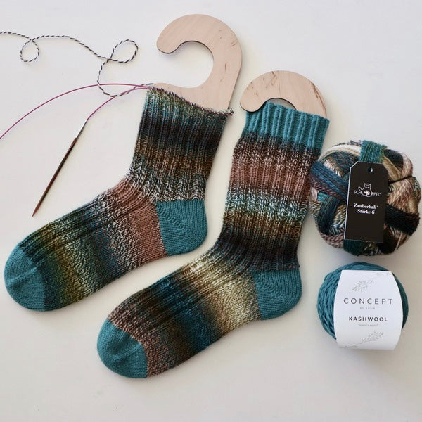Schoppel Wolle - Crazy Zauberball Starke 6 and Katia Concept Kashwool Socks- 8ply/Light Worsted