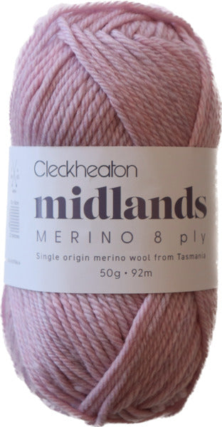 Cleckheaton Midlands Merino 8ply - Pink Granite 8810
