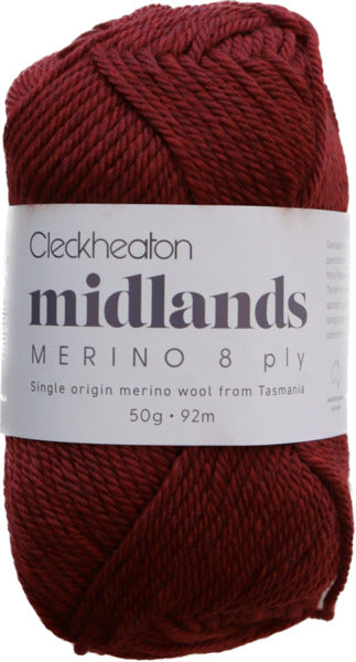 Cleckheaton Midlands Merino 8ply - Native Currant 8801