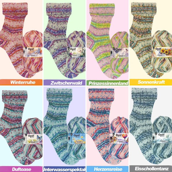 Opal Sock Yarn Aquarell range - 100gm 4ply/fingering weight