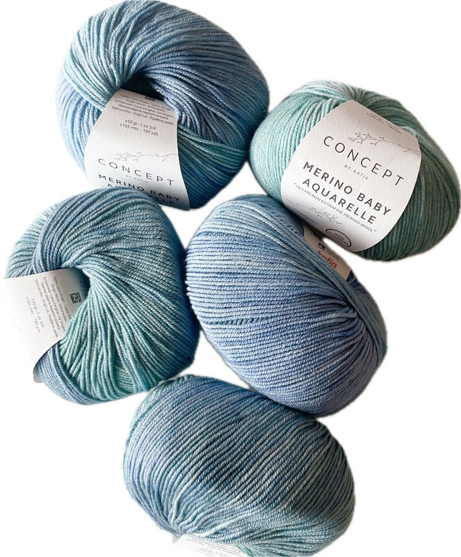 Katia Merino Baby Aquarelle - Superwash 4ply/fingering weight 50gm