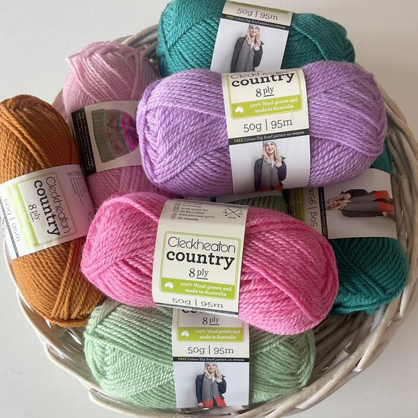 Cleckheaton Country 8ply 100% wool Australian Stockist DK Weight Yummy Yarn and co