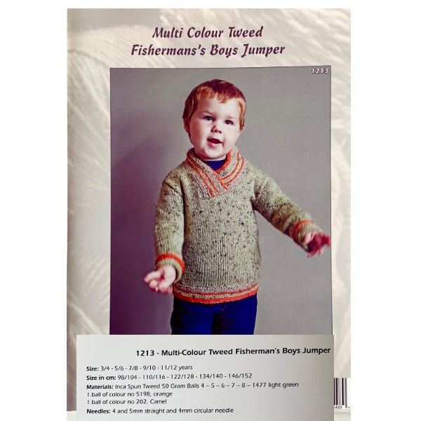 Alpaca Yarns Inca Spun Tweed Fishermans Boys Jumper Pattern