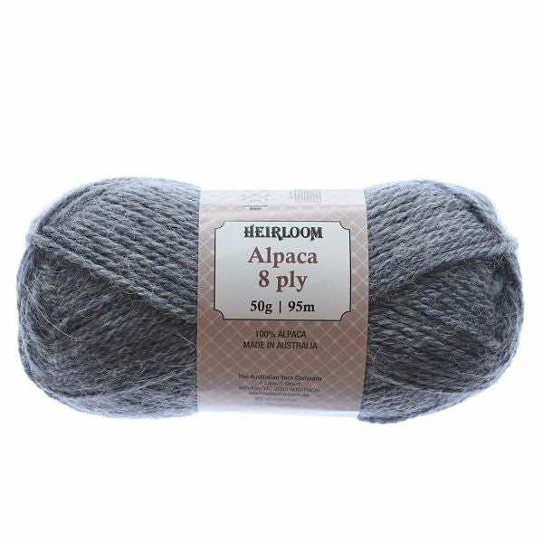Heirloom Alpaca 8ply Grey Blue Heather 935
