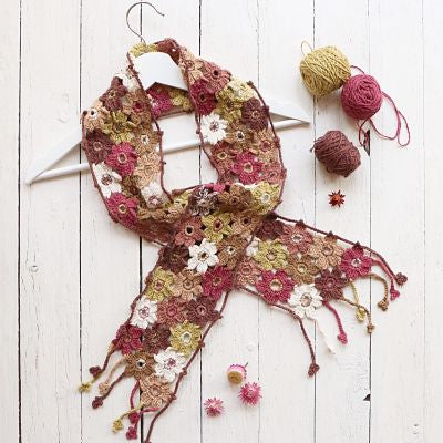 PDF PATTERN - Six Petal Flower Crochet Scarf (UK Terminology)