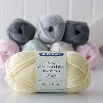 Wonderfully soft, perfect for baby and toddler knits, Patons Dreamtime Merino 8ply
