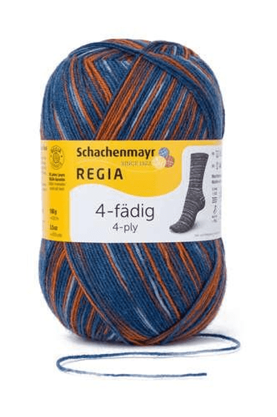 Schachenmayr - Regia Colour 4ply Sock Wool 100gm Blue Brown Multi 9018
