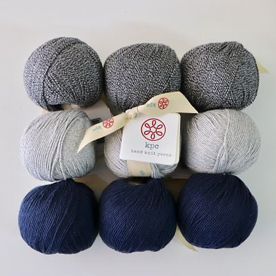 KPC Yarn Market Bag Kit Gossyp 8ply/DK 9 ball kit - Colours Black Ice, Lunar and Midnight
