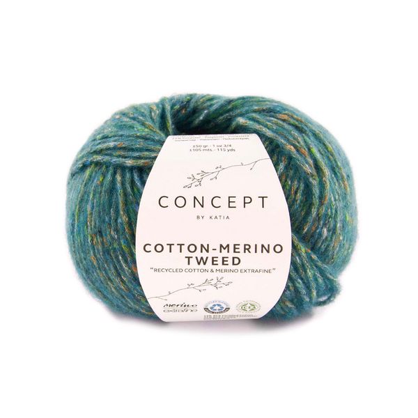 Concept by Katia Cotton-Merino Tweed 10ply - Green Blue 504